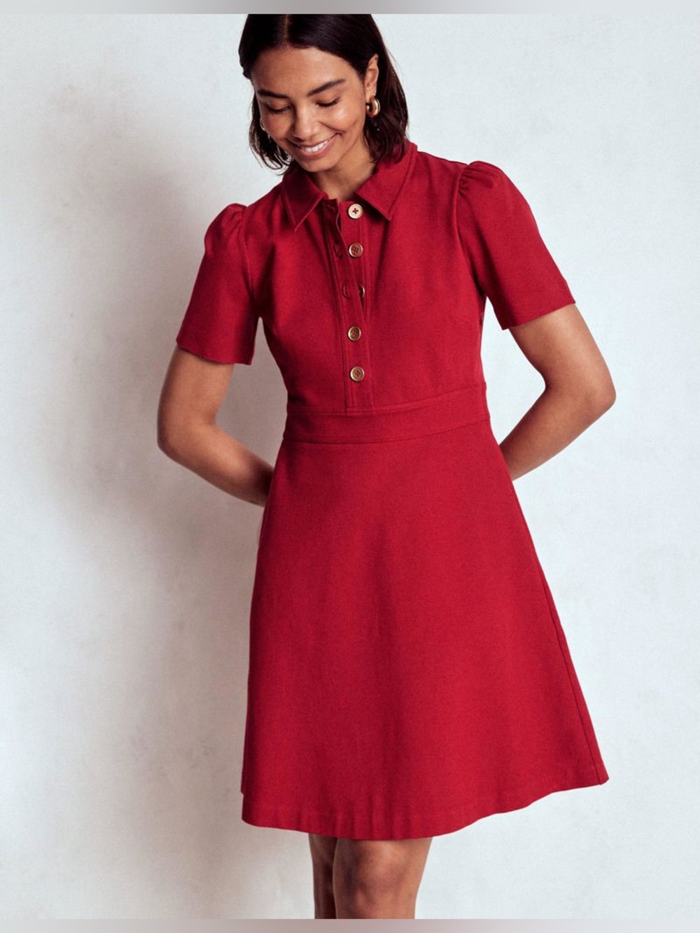 Boden Topstitched Ponte Short Dress in Red Size 10 - C71-003